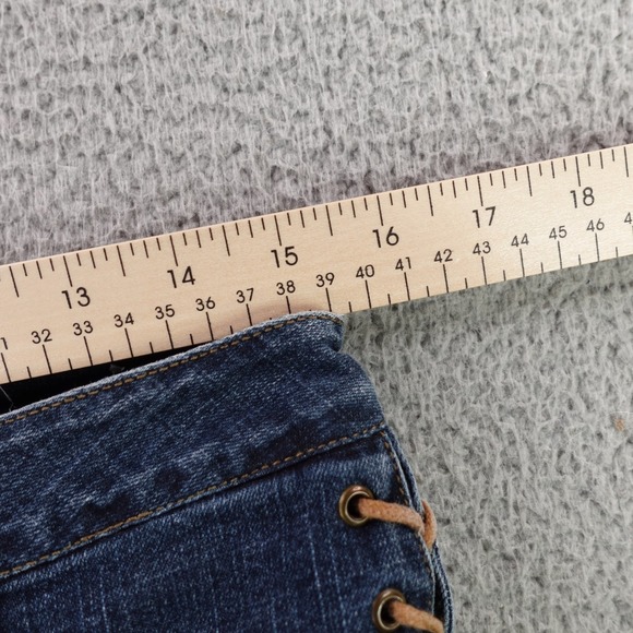 Mudd Yo Jeans Vintage Y2K Flare Side Lace Up Bell Bottoms Blue Womens 11 31x30 - Picture 6 of 9